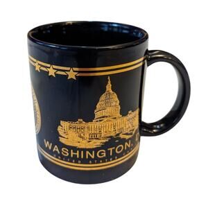 Washington DC Mug‎ Cup US Government Seal Capitol Building Navy Blue Gold Images